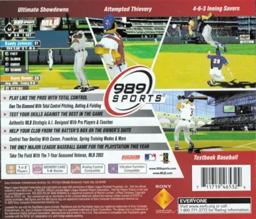 MLB 2003 (US) box cover back